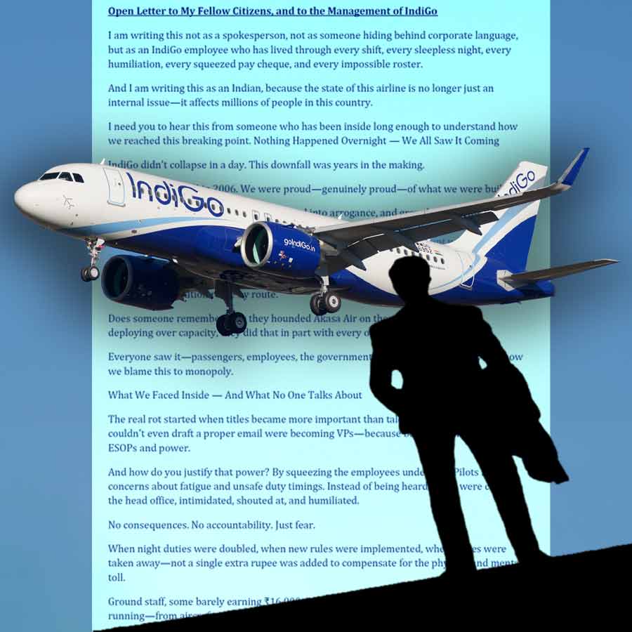 ইন্ডিগোর শীর্ষকর্তাদের উদ্দেশে লেখা সেই ‘খোলা চিঠি’।