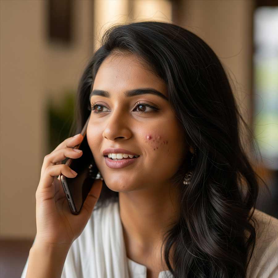 Phone-to-Skin Contact Triggering Mechanical Acne in women