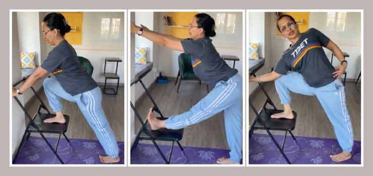 স্ট্রেচিংয়ের কৌশল শেখালেন রুজুতা দিবেকর।