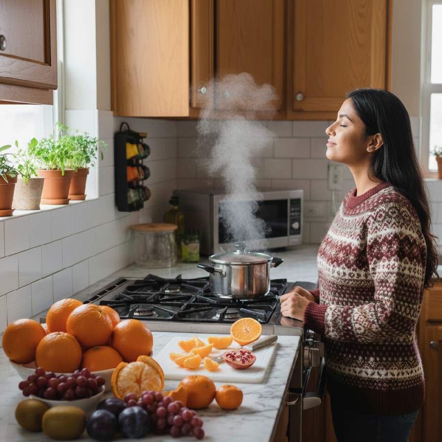 During winter change your mood by boiling orange peel dgtl