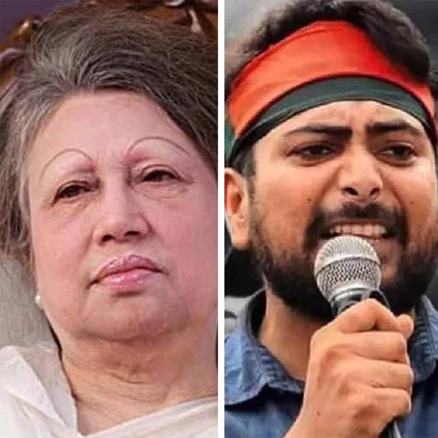 (বাঁ দিকে) খালেদা জিয়া এবং নাহিদ ইসলাম (ডান দিকে)।