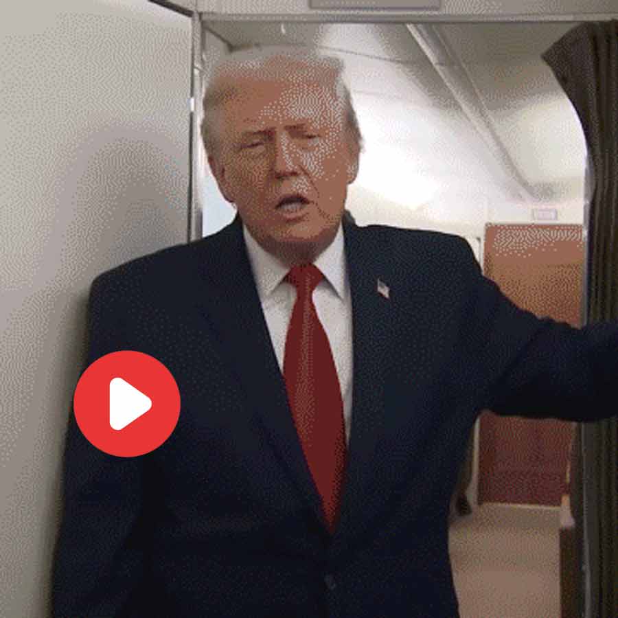 Video shows US President Donald Trump’s reaction after bumped by lavatory door