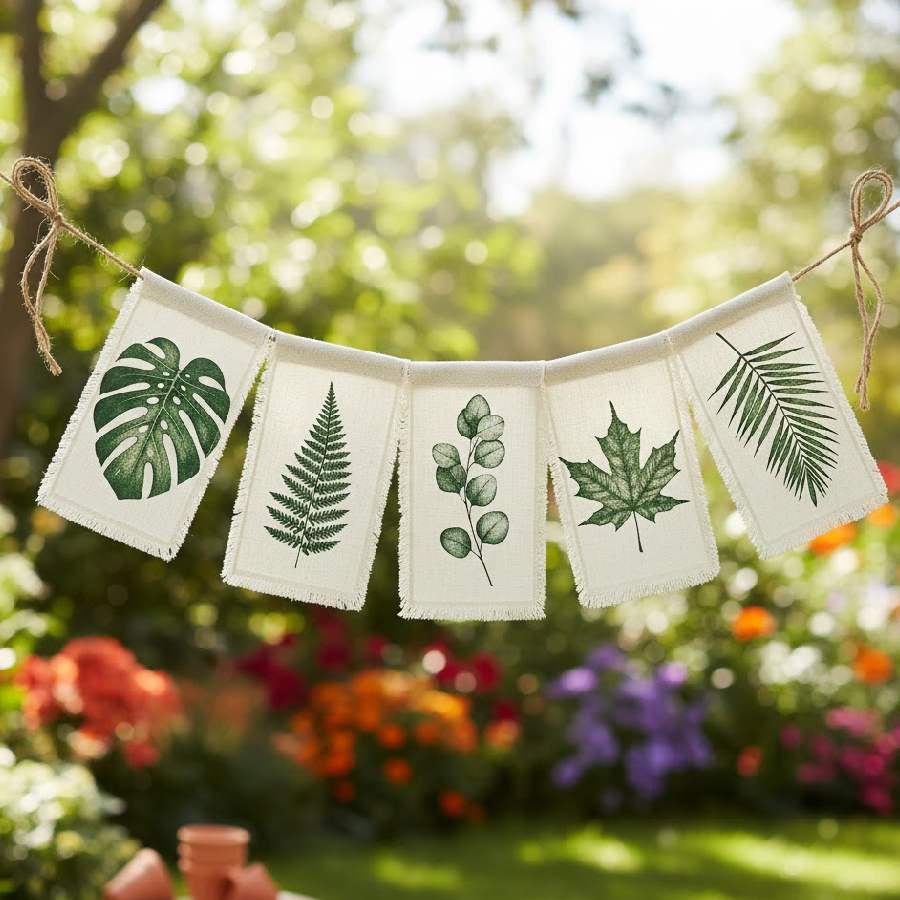 গাছের পাতার ছাপ দিয়ে পতাকা বানিয়ে নিন।