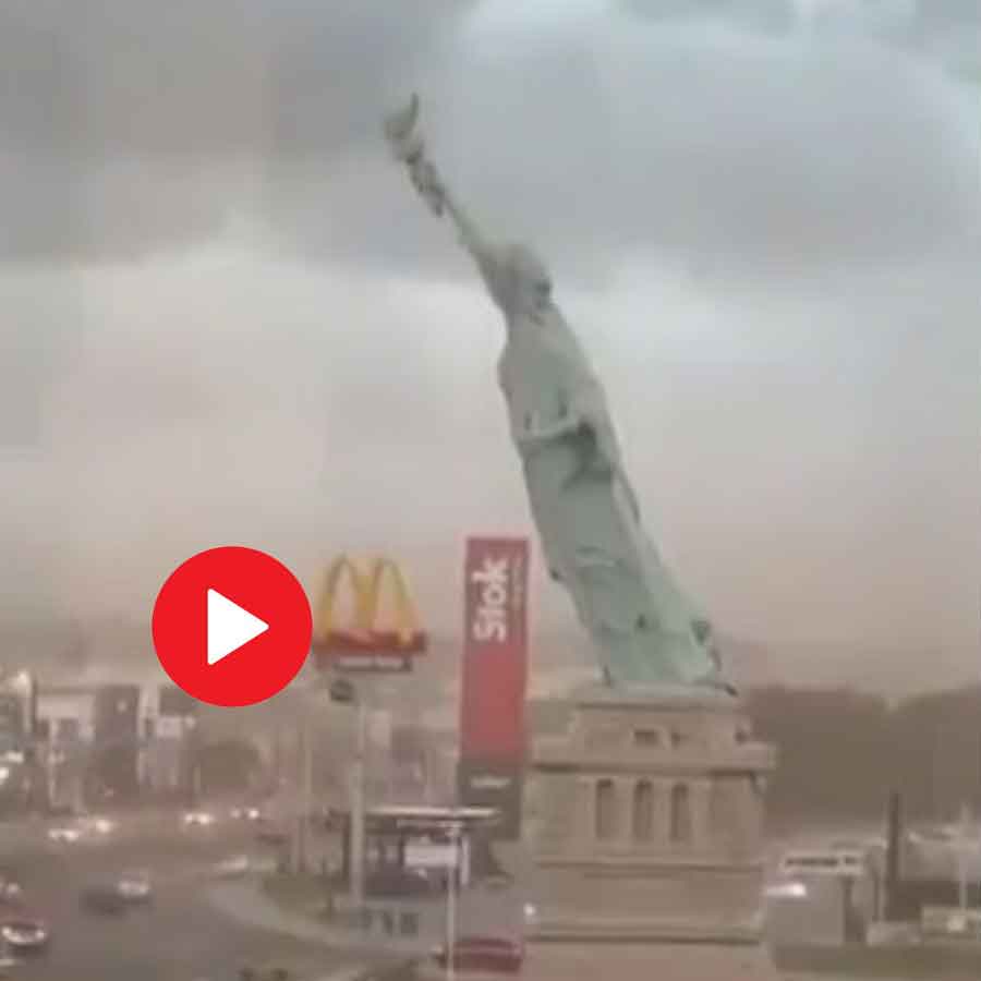 Video shows replica of Statue Of Liberty in Southern Brazil fall due to strong wind