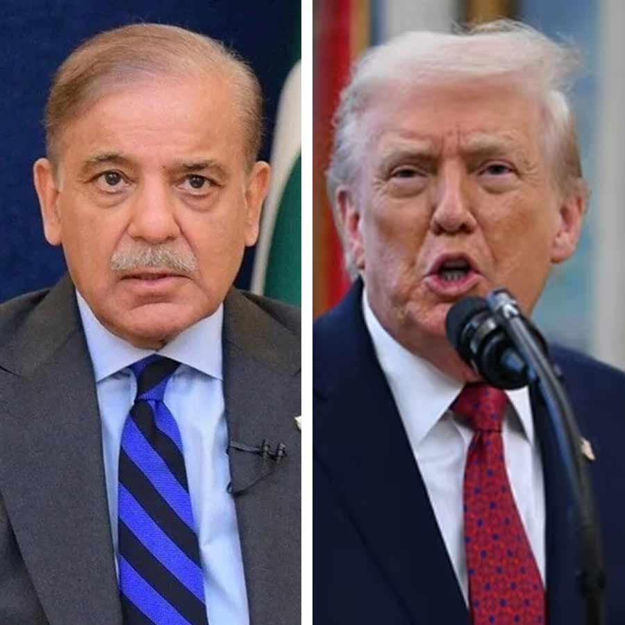 (বাঁ দিকে) শাহবাজ় শরিফ এবং ডোনাল্ড ট্রাম্প (ডান দিকে)।
