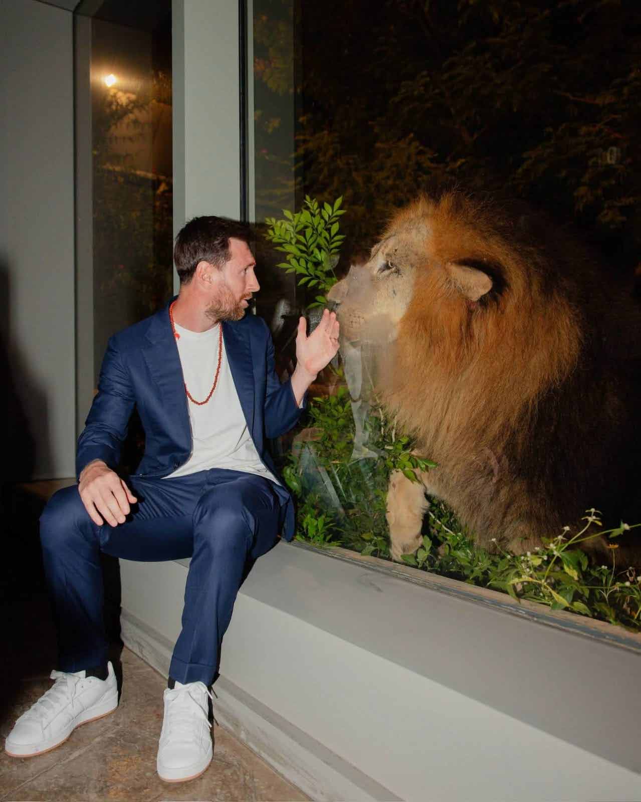 ‘বনতারা’য় সিংহের সঙ্গে ছবি তুললেন মেসি। 