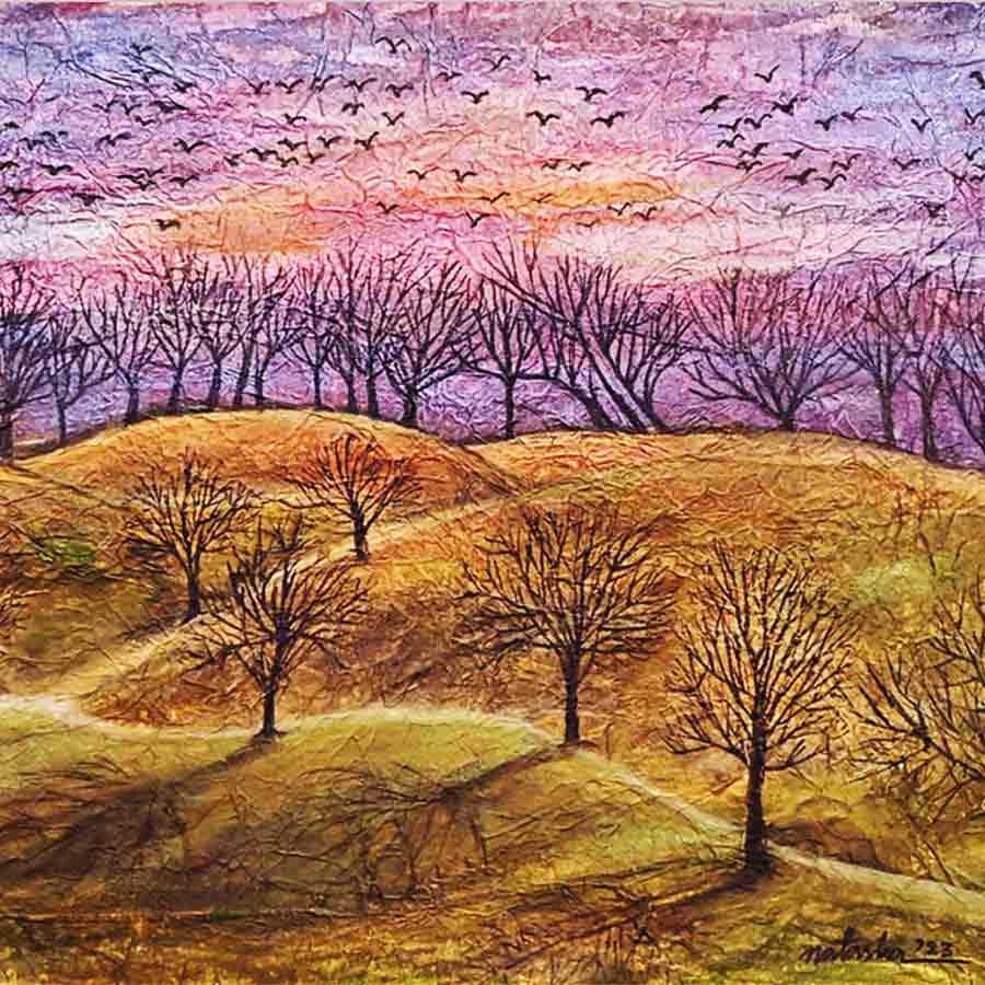 বিশ্বসাথে: অ্যাকাডেমিতে নাতাশা দত্ত রায়ের একক প্রদর্শনীর চিত্রকর্ম।