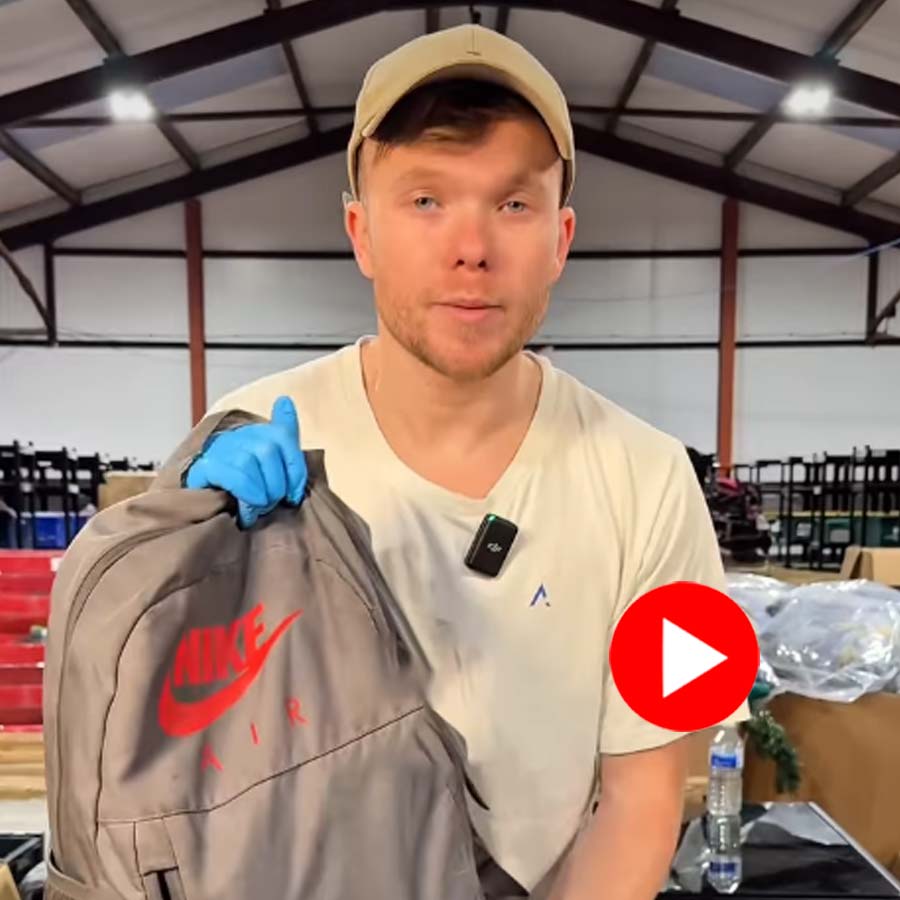 Video shows man stunned after looking inside unclaimed bag he bought from airport