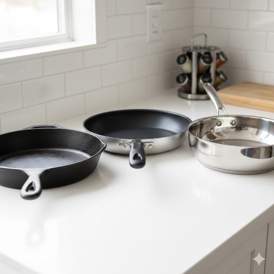 Difference between Cast Iron, non stick and stainless steel pan and which one is better dgtl