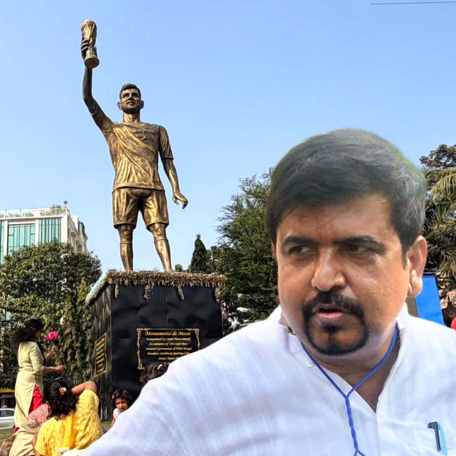 Who owns the land of Lionel Messi statue in Laketown