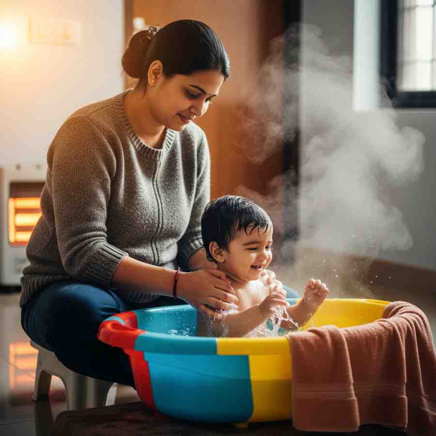 Winter child bath and skincare guide for children