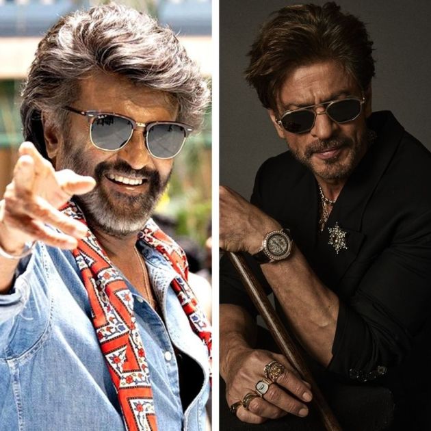 একসঙ্গে প্রথম বার রজনীকান্ত ও শাহরুখ। ছবি: সংগৃহীত।