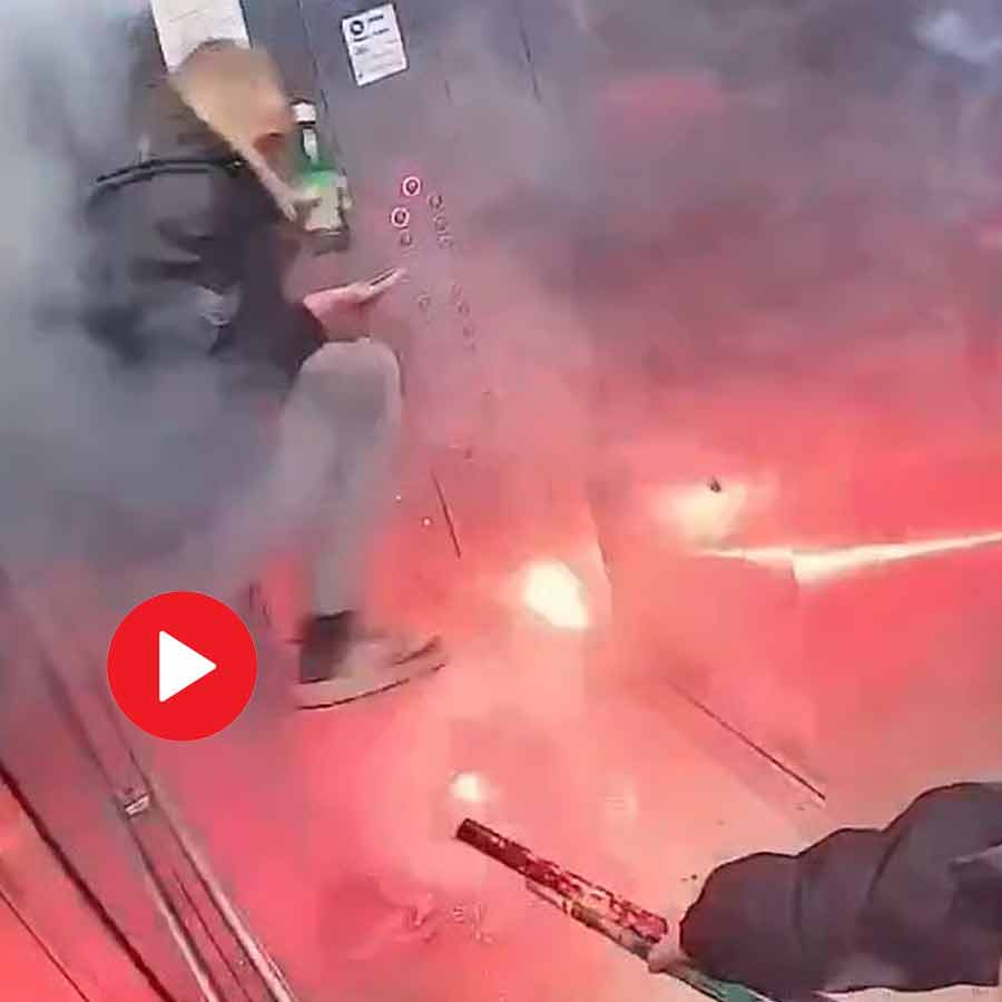 Video shows two youth set off crackers inside closed lift in Russia