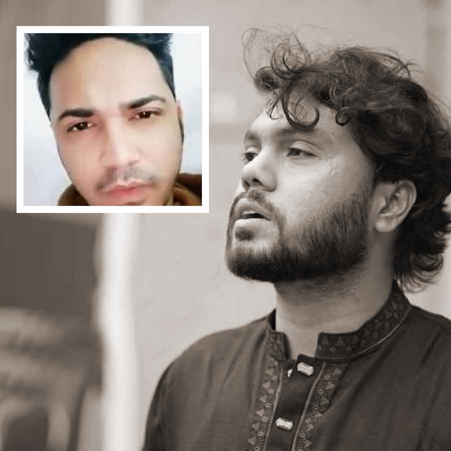 বাংলাদেশের নিহত নেতা ওসমান হাদি এবং নিজেকে ফয়সাল করিম বলে দাবি করা যুবক (ইনসেটে)।