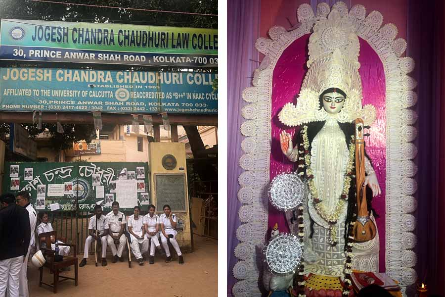 Saraswati pujo in Jogesh Chandra College amidst police protection dgtl