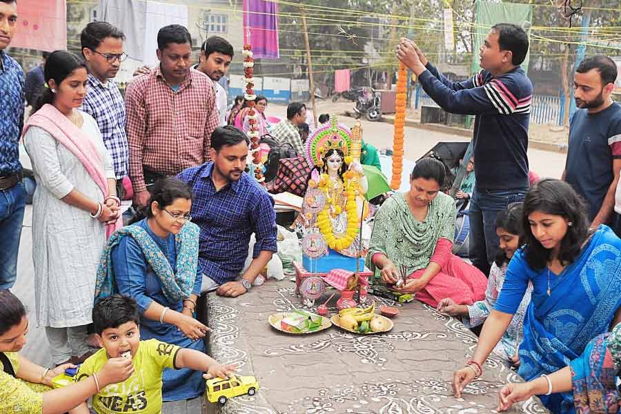 The Saraswati Puja organized by the agitating teachers gave the message of Harmony