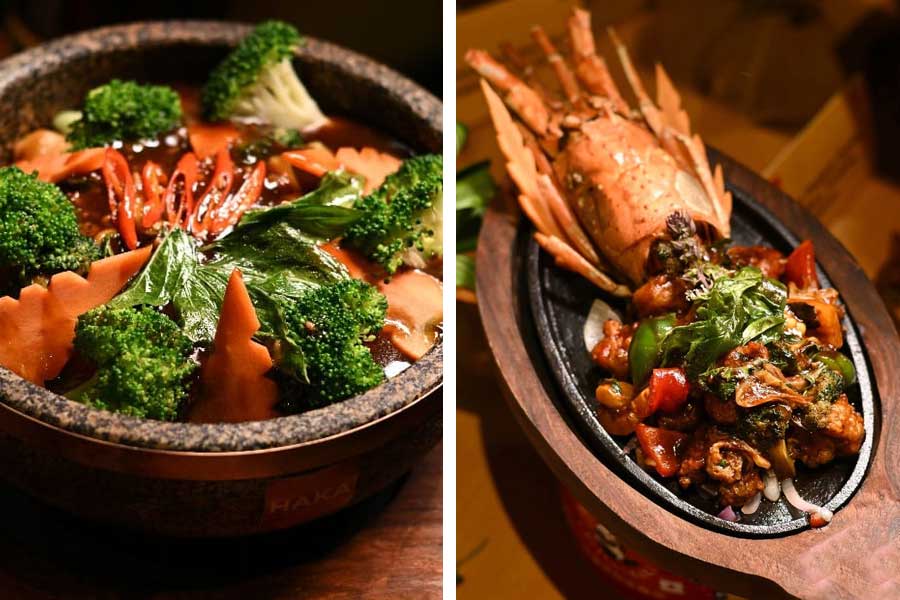 সিজ়লারে নিরামিষ আমিষ নানা পদ।