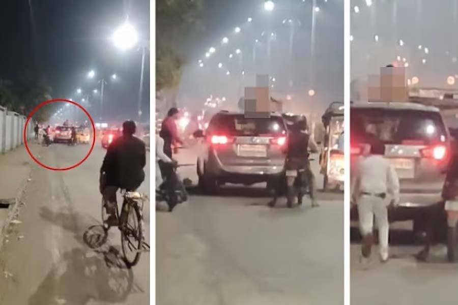 A incident went viral after a video showed a young man sitting without dress on car roof