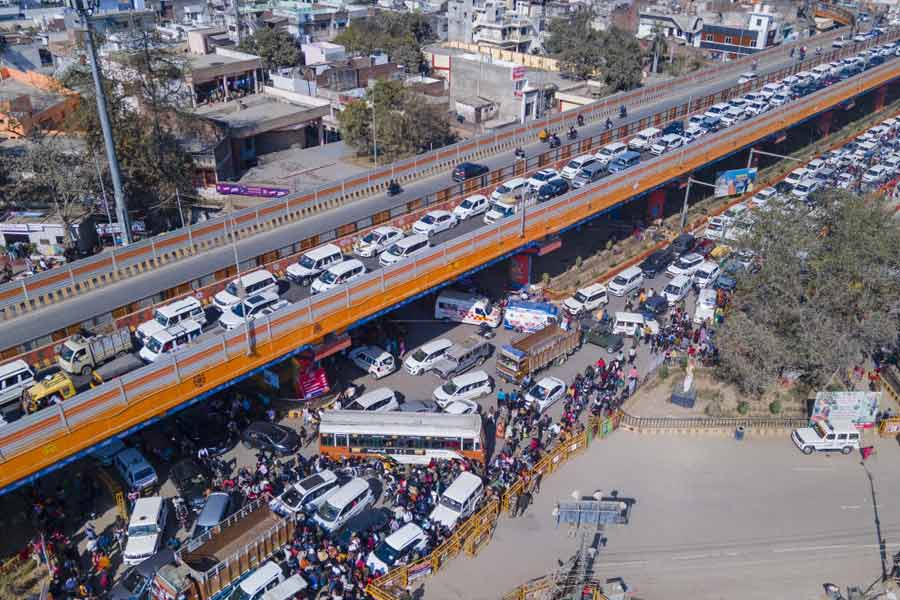 Traffic jam amid Maha Kumbh Mela in Prayagraj
