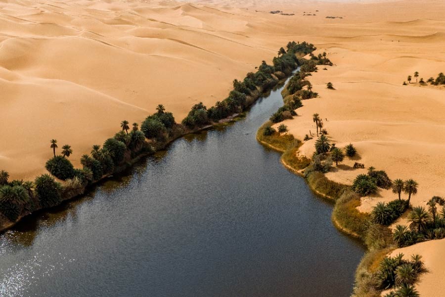The Great Man-Made River is a network of pipes that supplies fresh water across the Libya