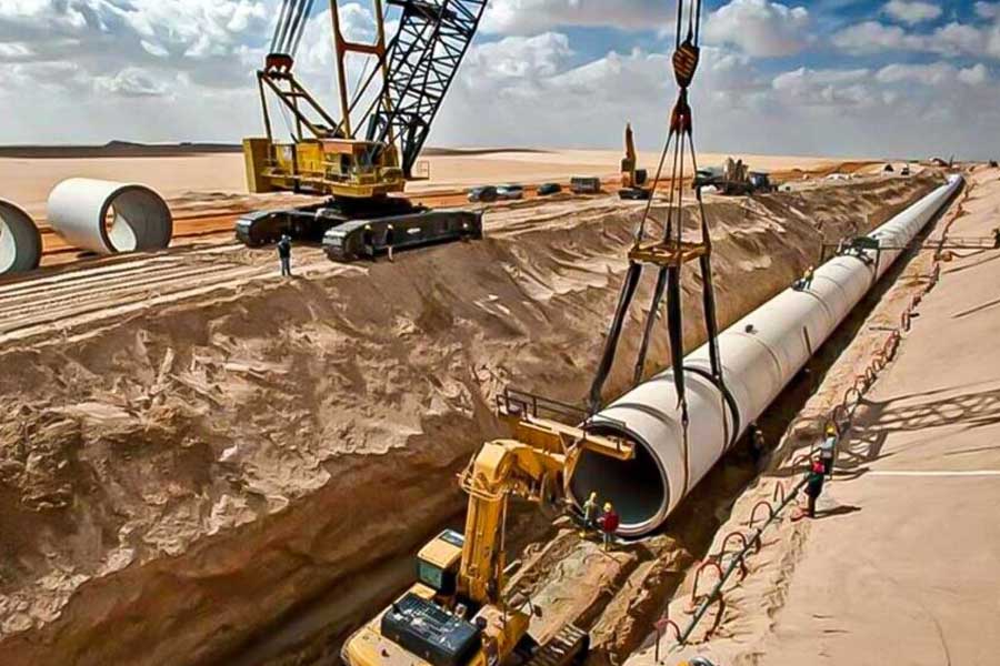 The Great Man-Made River is a network of pipes that supplies fresh water across the Libya