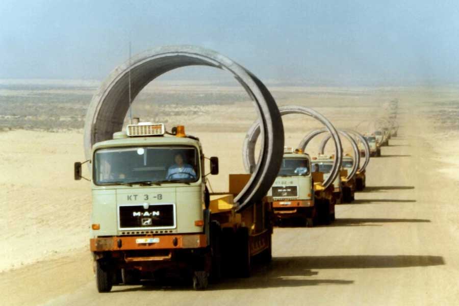 The Great Man-Made River is a network of pipes that supplies fresh water across the Libya