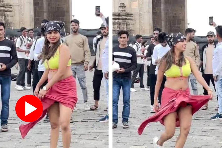 Video of woman dancing near Gateway of India wearing towel and bra goes viral