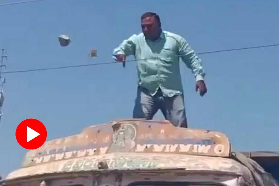 A truck owner staged a dramatic protest