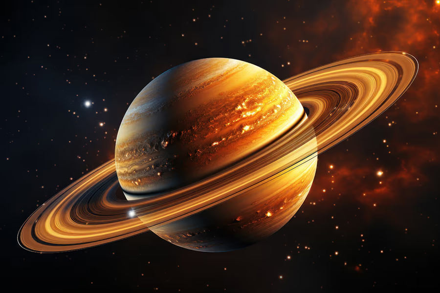 ১৯৪৪ সালে টাইটানের হদিস পান জ্যোতির্বিজ্ঞানীরা। মহাকাশ গবেষকদের দাবি, ঘন নাইট্রোজ়েনে ঘেরা এর বায়ুমণ্ডল। আকারের দিক থেকে টাইটান পৃথিবীর প্রায় ৪০ শতাংশ বড়। নাইট্রোজ়েনের আধিক্য থাকায় এর বায়ুমণ্ডল প্রায় দেড় গুণ পুরু। এর কারণ এখনও খুঁজে চলেছেন দুনিয়ার তাবড় জ্যোতির্বিজ্ঞানীরা।