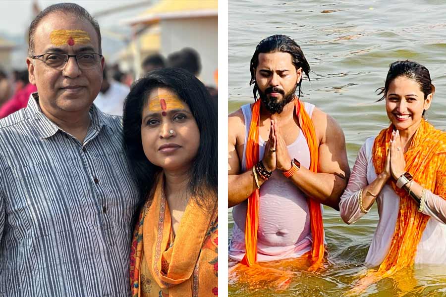 Bengali celebrities like Arindam Sil Sudipta Banerjee took a holy dip in Maha Kumbh