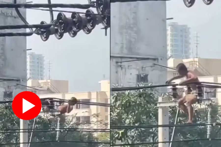 Man spotted doing exercise on live wires, video goes viral