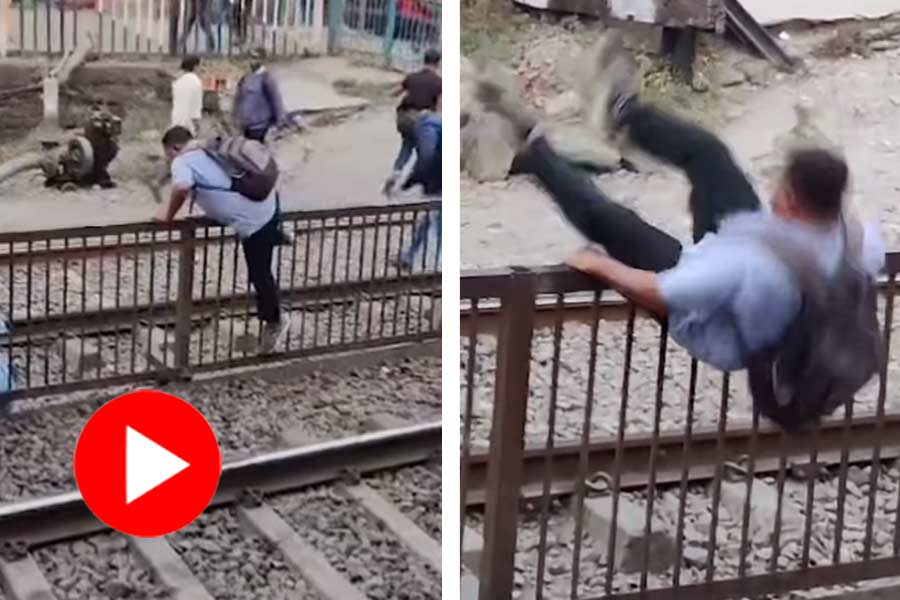 A man was trying to cross the railing and faced an unexpected incident near rail station in Maharashtra