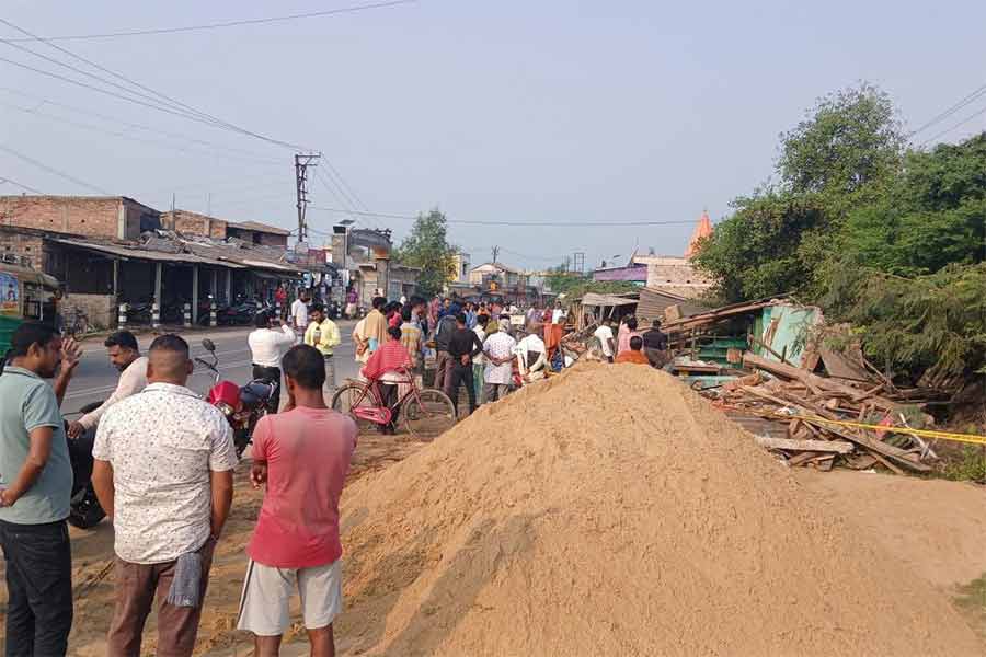 Construction materials lying on road is increasing the chances of Road accidents at Basirhat
