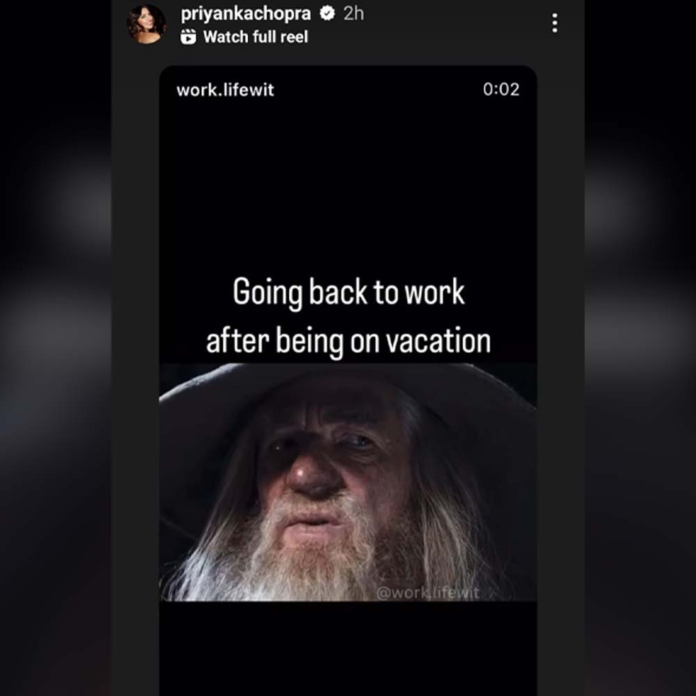 Priyanka chopra shares hilarious meme about returning to work post holiday season