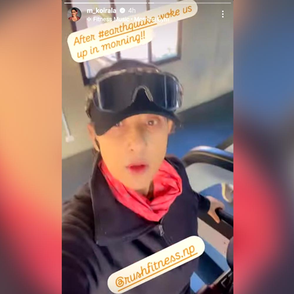 Manisha koirala hits gym in Nepal hours after 7 magnitude earthquake
