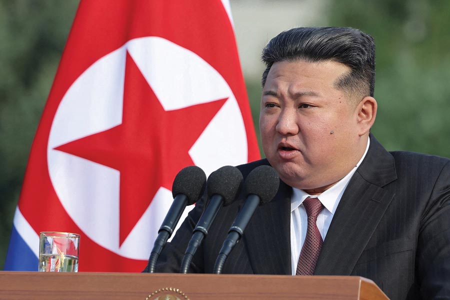 Kim Jong un North Korean Supreme Leader reveals largest ever warship armed with vertical launch nuclear missile system 