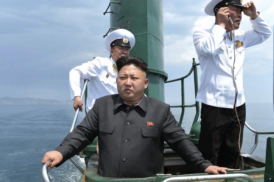 Kim Jong un North Korean Supreme Leader reveals largest ever warship armed with vertical launch nuclear missile system 