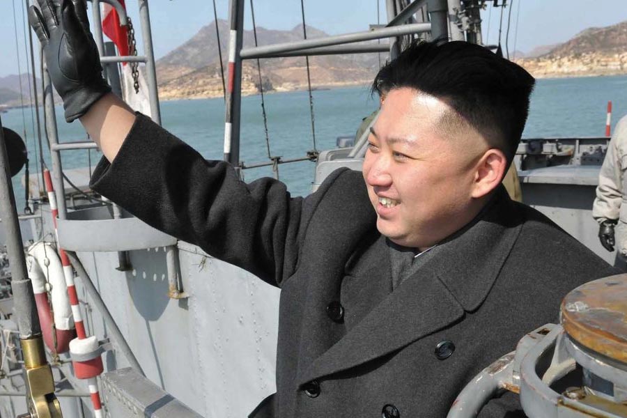 Kim Jong un North Korean Supreme Leader reveals largest ever warship armed with vertical launch nuclear missile system 