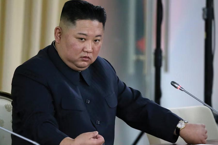 Kim Jong un North Korean Supreme Leader reveals largest ever warship armed with vertical launch nuclear missile system 