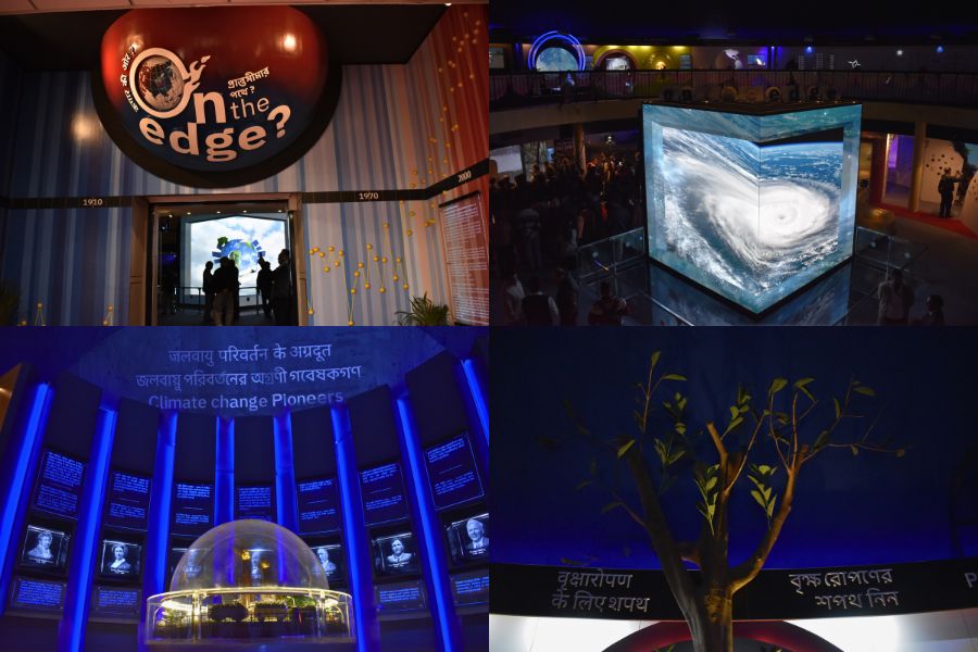 Multiple interactive displays related to coping with natural disasters, the need for tree planting, and the benefits of coral reef restoration have been placed in the gallery.