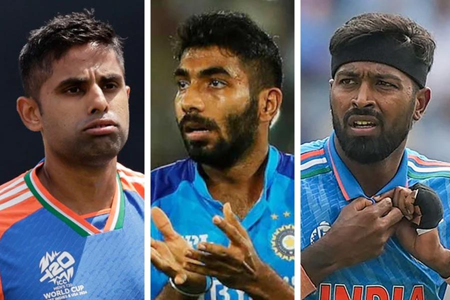 Picture of Suryakumar Yadav, Jasprit Bumrah and Hardik Pandya