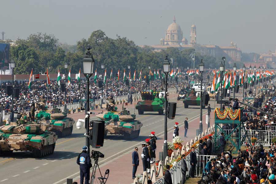 কর্তব্যপথে ভারতীয় সেনার প্রদর্শন।