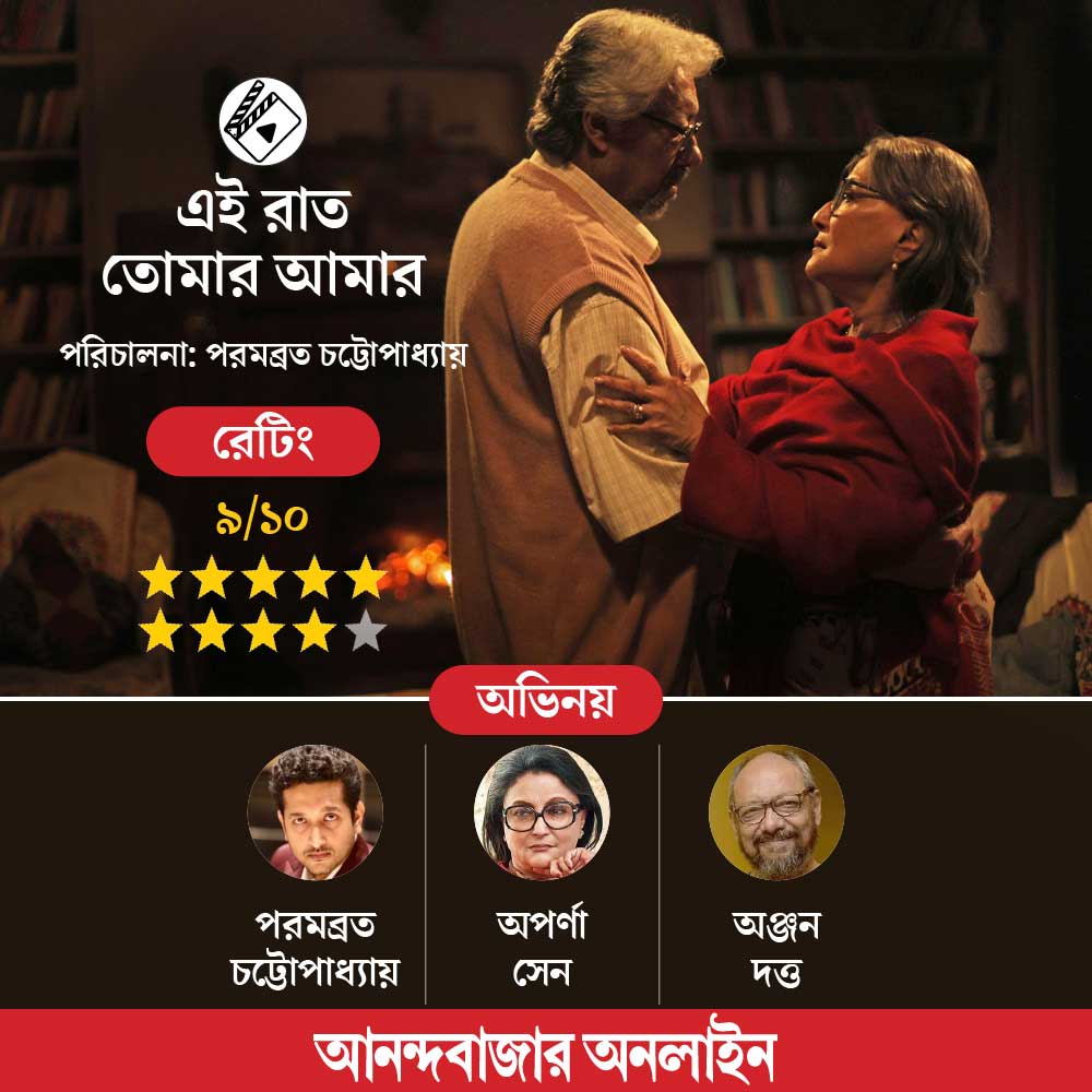 Review of Bengali film Ei Raat Tomar Amaar starring Aparna Sen and Anjan Dutt directed by Parambrata Chatterjee