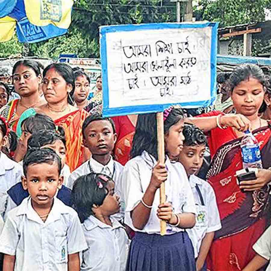 School students on protest against illegal acquisition of land owned by the school