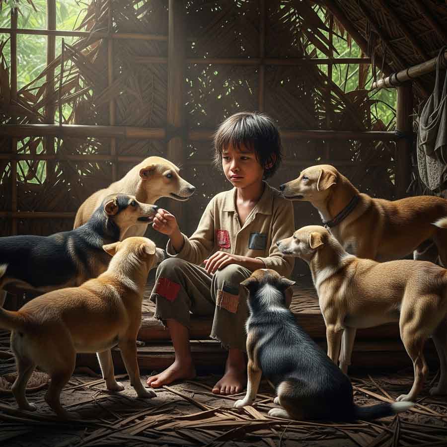 Thailand boy who neglected by family raised with six dogs and communicates through barking