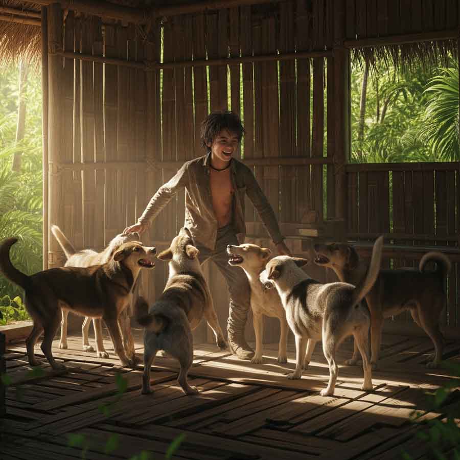 Thailand boy who neglected by family raised with six dogs and communicates through barking