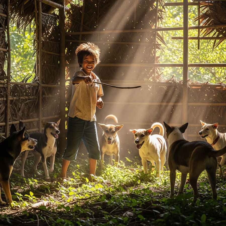 Thailand boy who neglected by family raised with six dogs and communicates through barking