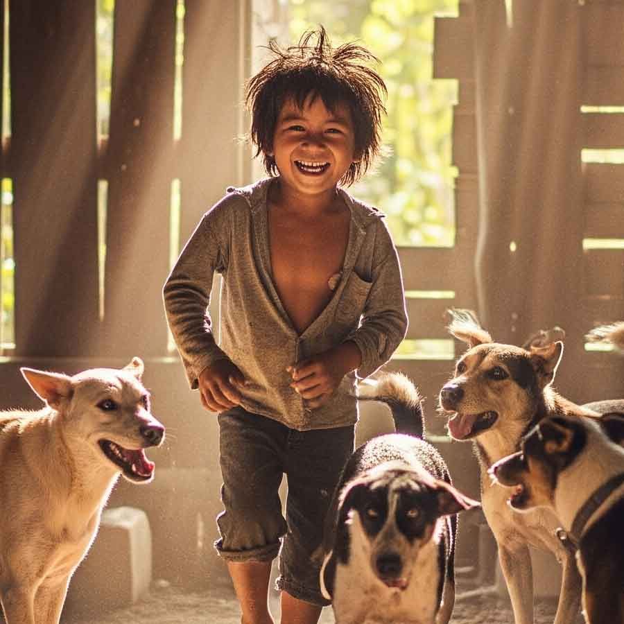 Thailand boy who neglected by family raised with six dogs and communicates through barking