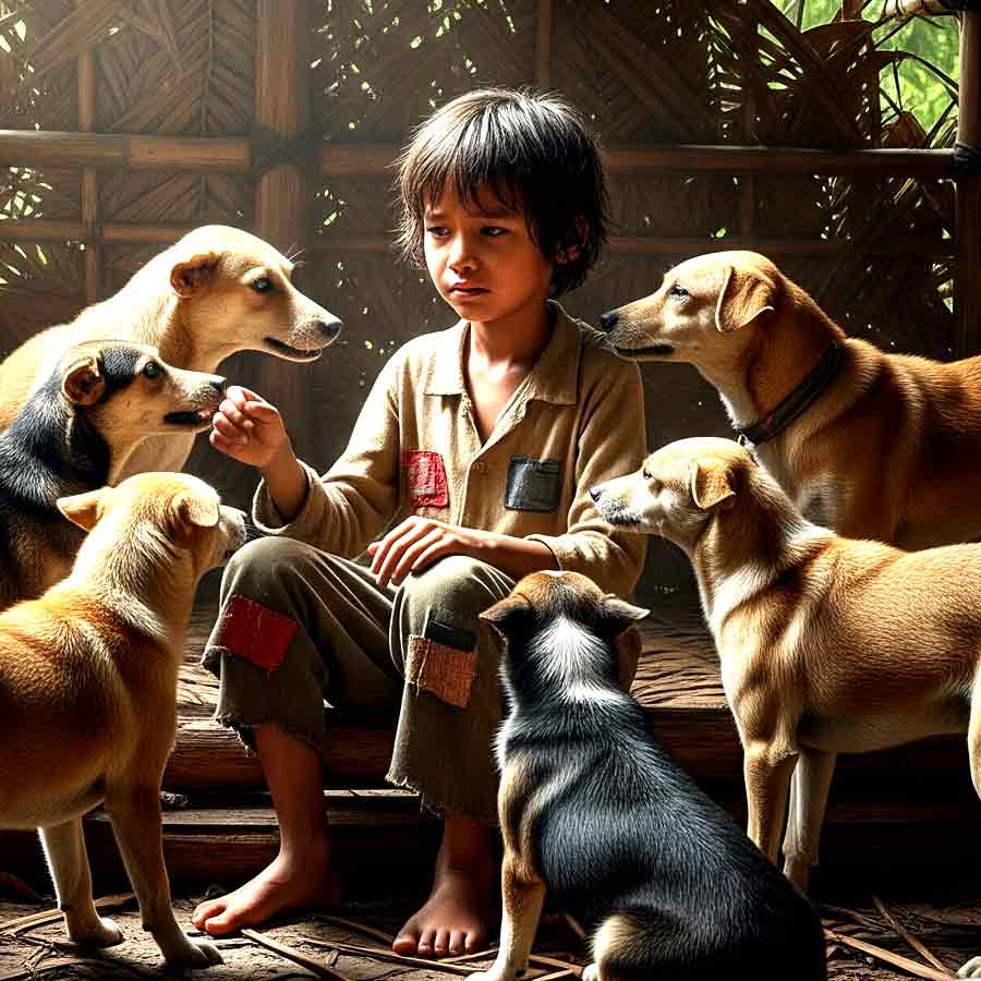 Thailand boy who neglected by family raised with six dogs and communicates through barking