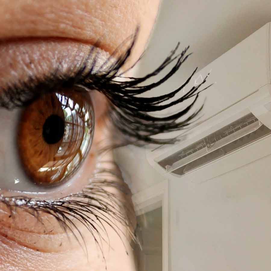 Extended AC use may cause dry eyes, blurred vision, and eye infections